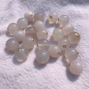 14mm Natural White Chalcedony Round Bead with 18k Yellow Gold Spacers for DIY Jewelry Project