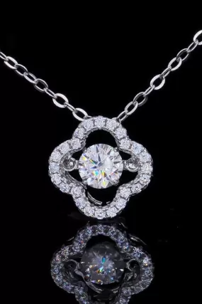 925 Sterling Silver Moissanite Flower Pendant Necklace