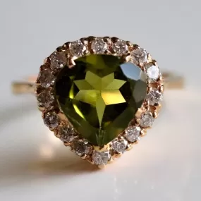 Casanova 14k Gold, Peridot and Diamond Ring