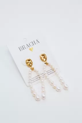 Lenni Pearl Earrings, Pearl/Gold | BRACHA