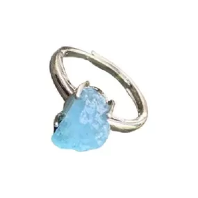 Natural Aquamarine Ring Rough Stone Handmade Ring