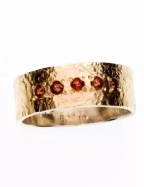 Ring silver gold 9 carats garnets ring for woman