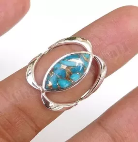 Simple Fashionable Turquoise Inlaid Ring